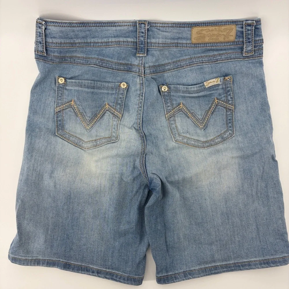 Seven7 Bermuda Shorts Womens 10 Distressed Denim Light Wash 10